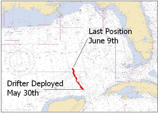 drifter buoy position map