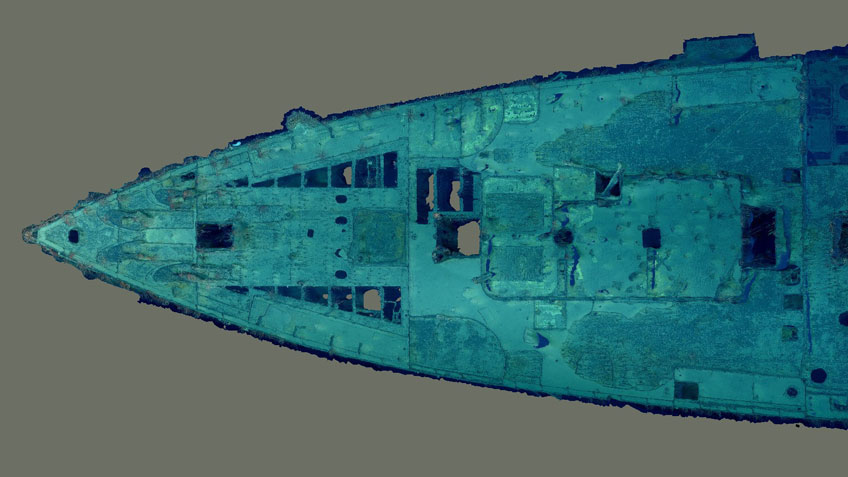 USS Baltimore (C-3) Plan View of the Bow Section