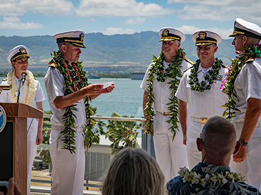 Please join NOAA Ocean Exploration in thanking and bidding farewell to Captain Colin Little, outgoing Commanding Officer of NOAA Ship Okeanos Explorer and welcoming the ship’s new Commanding Officer, Commander Tony Perry III!