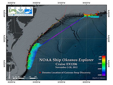 Map showing bathymetric data collected along the U.S. Atlantic coast.