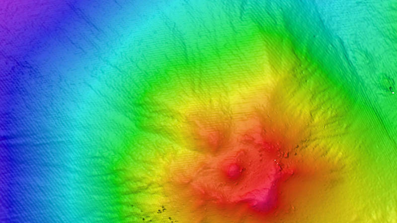 The volcanic features, Target K and Naung, have very similar conical shapes and depths at summits around 450-500m. Target K is 90Km south of Naung.