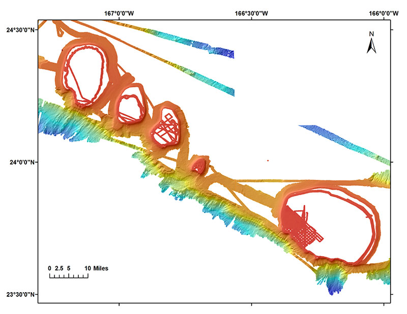 Donut cruise mapping around St. Rogatien Banks and French Frigate Shoals.