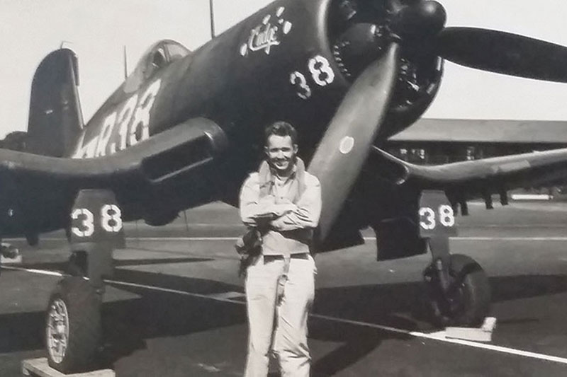 Capt. Joseph E. Hart, USN (Ret.) with his Navy aircraft.