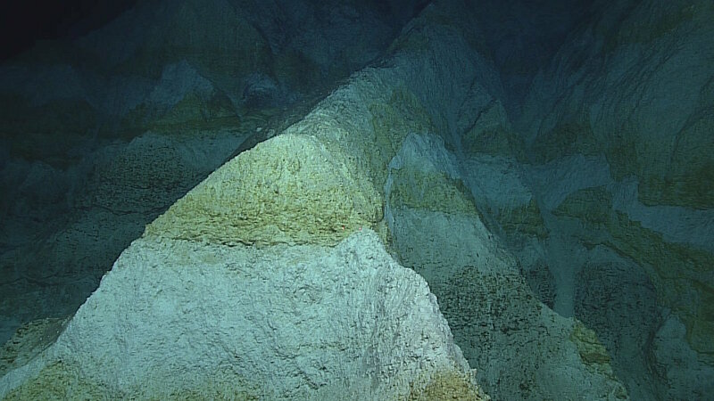 Carbonate rocks forming an Alps-like landscape on Dive 4 at Hadal Ridge.