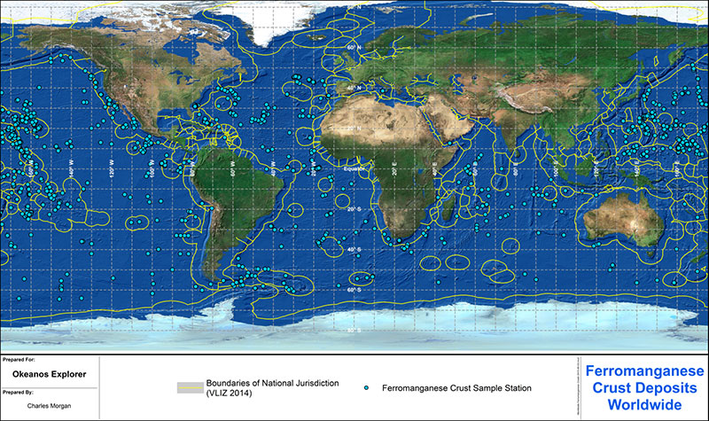 Known occurrences of marine ferromanganese deposits worldwide, obtained from the International Seabed Authority Central Data Repository.