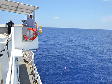 The crew leveraged the extra time during our transit to conduct a man-overboard safety drill and train new personnel. Here, the ship is maneuvered to recover a buoy thrown overboard and used as practice to test man-overboard recovery skills.