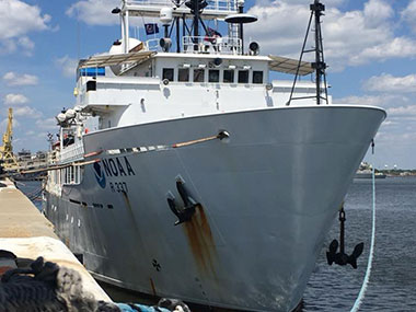 NOAA Ship Okeanos Explorer at port in Pascagoula, Mississippi.