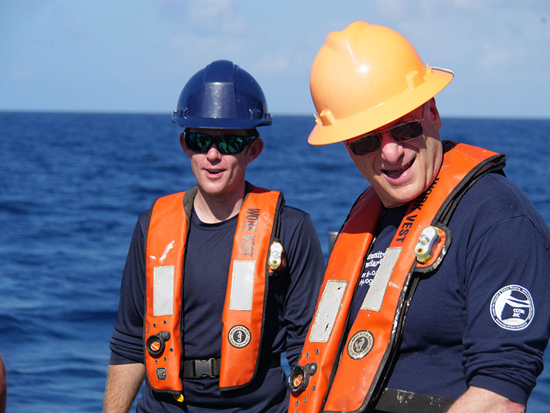 The team on deck to deploy the hydrophones.  Image courtesy of Levi Unema, GFOE.