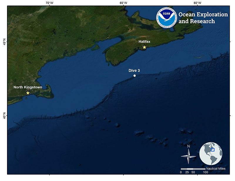 Location of dive 3 of the Deep Connections 2019 expedition on August 31, 2019. 