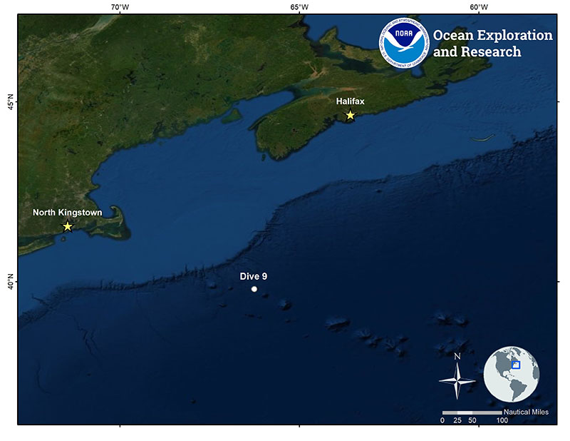 Location of dive 9 of the Deep Connections 2019 expedition on September 10, 2019.