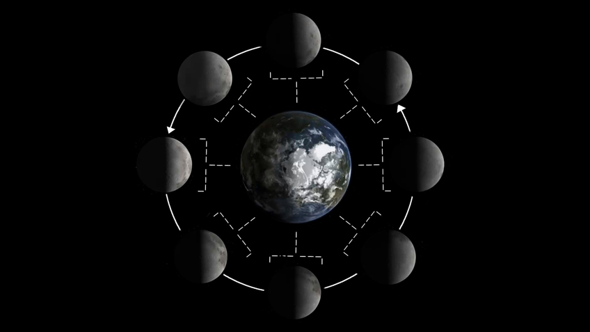 A video screenshot showing all of the different moon phases.