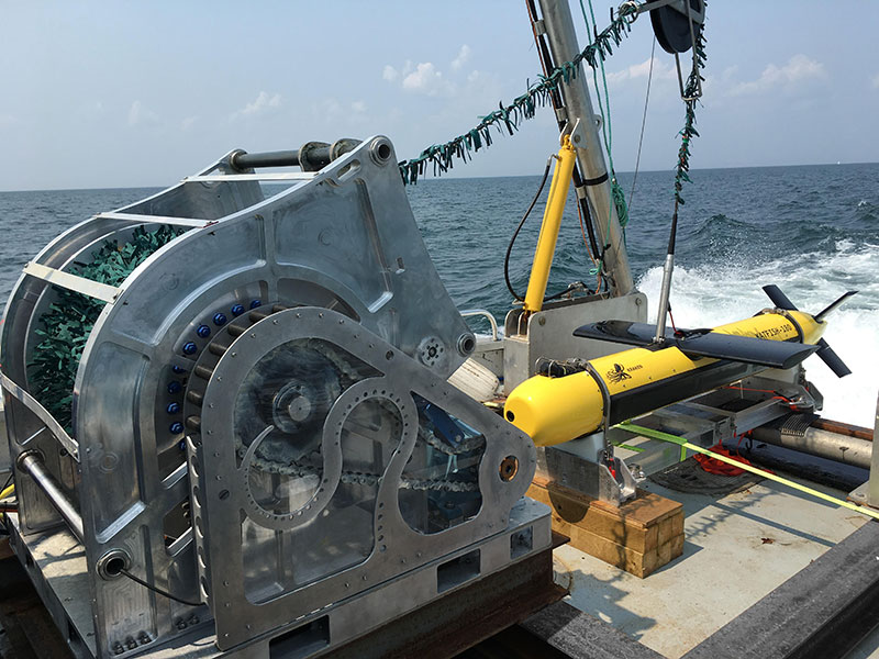 Kraken KATFISH™ and Tentacle™ intelligent Winch System aboard R/V Discovery. Image courtesy of Kraken Robotics.